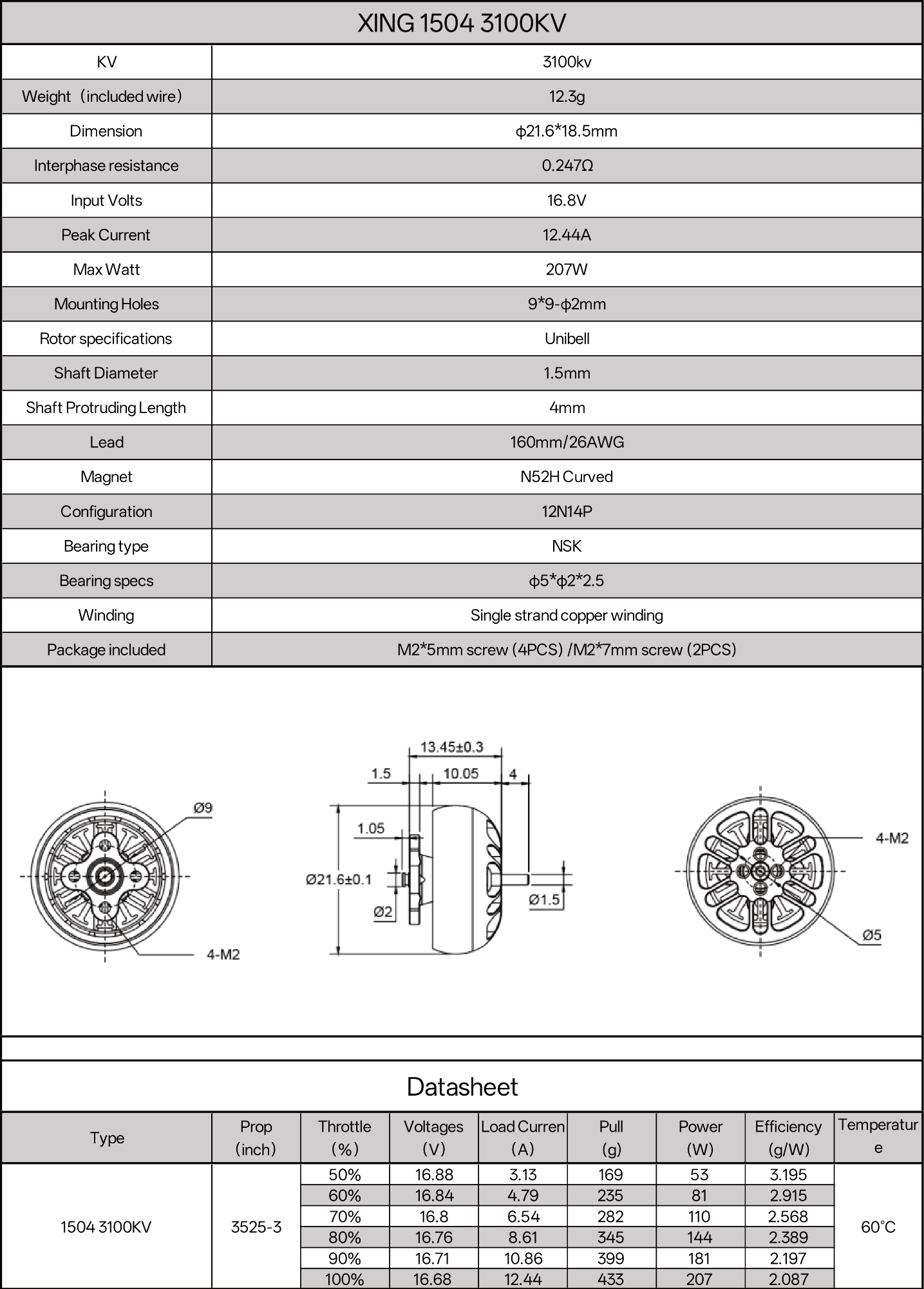 XING 1504 3100KV Motor - Image 5