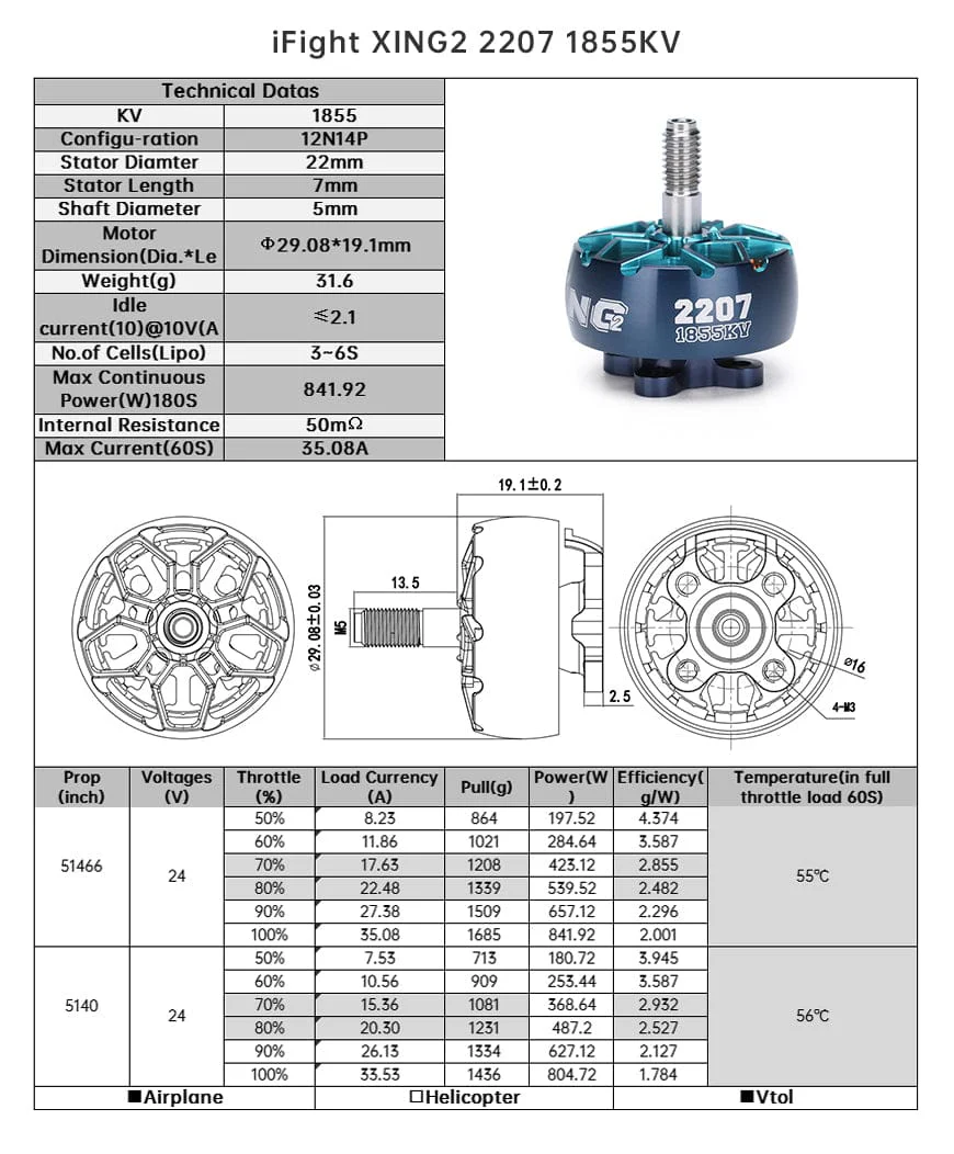 XING2 2207 1855KV FPV Motor - Image 3